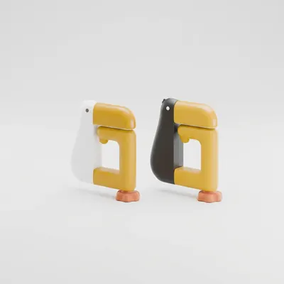 가득채움 귀여운 오리 책상 가방걸이 후크 세트, 2개입, 화이트 1개 + 블랙 1개, 1개