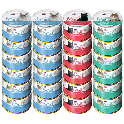 옵티원 부스트캣, 참치 12캔 + 연어 6캔 + 맛살 6캔, 160g, 24캔