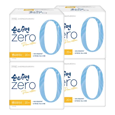 깨끗한나라 순수한면 ZERO, 슈퍼롱라이너, 20개입, 4팩