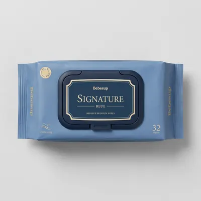 베베숲 물티슈 시그니처 블루, 슬림 캡, 32매, 75g, 12팩