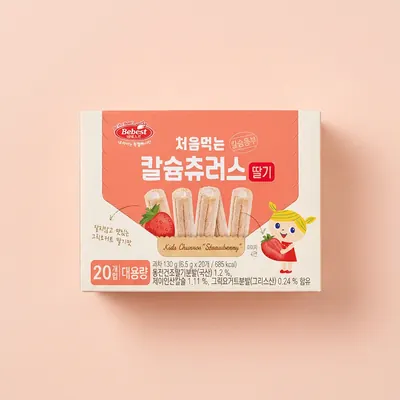 베베스트 처음먹는 칼슘 츄러스, 딸기, 6.5g, 20개입, 1박스