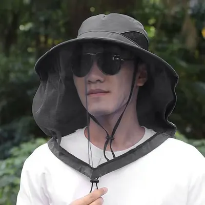 방충 메쉬 벌초모자, 그레이, 1개