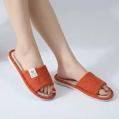 정원코리아, 층간소음 실내 린넨 슬리퍼, 브라운, 44, 1켤레