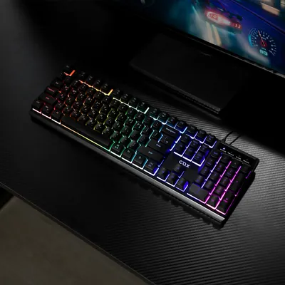 콕스 저소음 멤브레인 오피스 게이밍 LED 키보드 CKM400K, 블랙, 멤브레인
