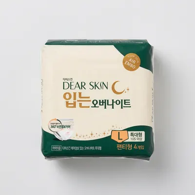 디어스킨 입는 오버나이트, 특대형, 4매입, 5팩