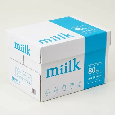한국제지 밀크 A4 복사용지 , 80g, 2000매, 1박스