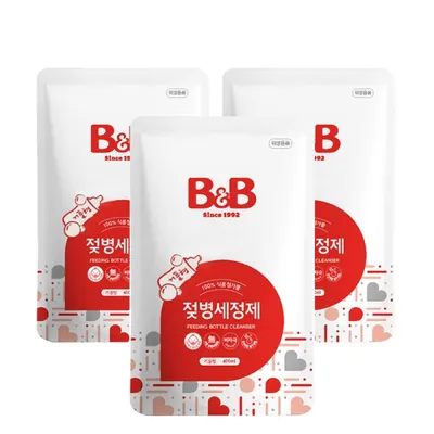 비앤비 젖병세정제 리필, 거품형, 400ml, 3개