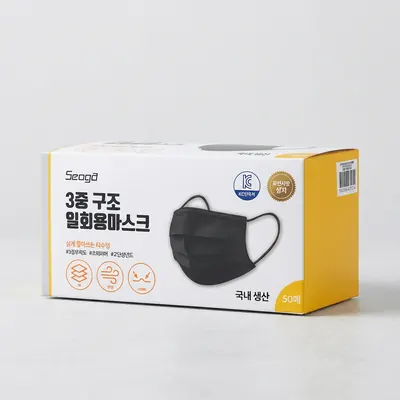 서가 3중 구조 일회용 덴탈 마스크 MB필터, 블랙, 50매, 1개