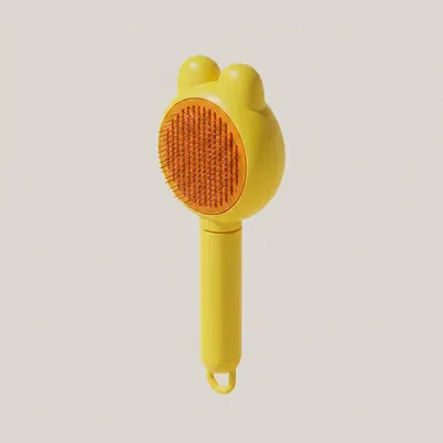 뽀빠이형 애완동물 원터치 털제거 부드러운 빗질 곰돌이 브러쉬, 엘로우장갑, 1세트