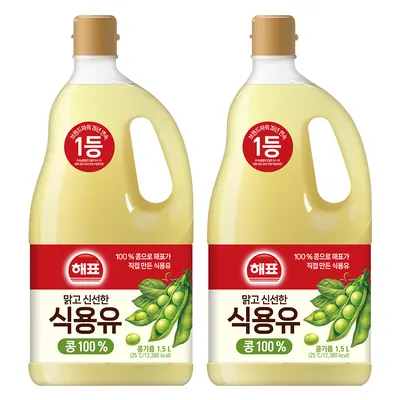 해표 콩기름, 1.5L, 2개