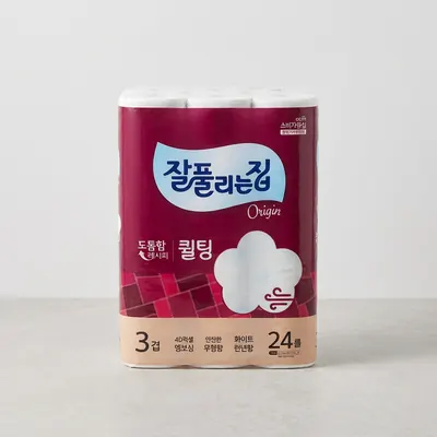 잘풀리는집 퀼팅 3겹 광폭 화장지, 24롤, 30m, 2팩