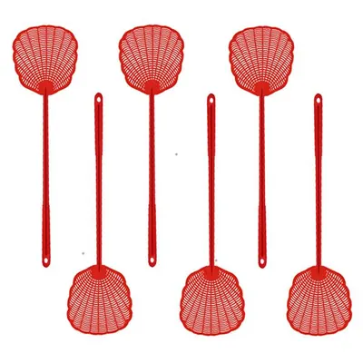 철심 파리채 등긁개 겸 모기채, 레드, 55cm, 6P, 1개