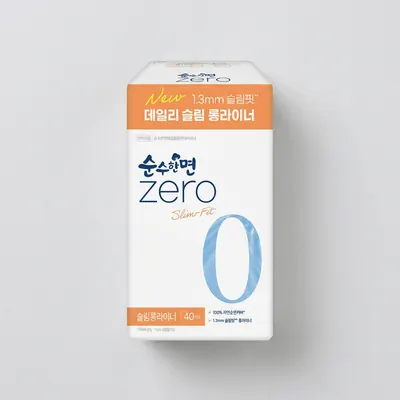 깨끗한나라 순수한면 제로 슬림 롱라이너 생리대, 소형, 40입, 3팩