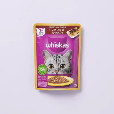 위스카스 파우치 고양이 구운 고등어, 습식, 80g, 24개입, 1개