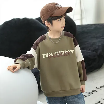 러키 오버핏 맨투맨, 카키, 150