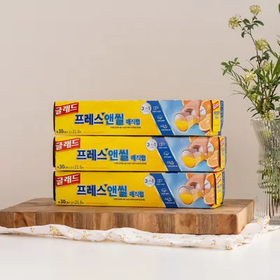 글래드 매직랩 일반 샌드위치 주방랩, 21.6m, 3개