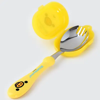 편한 스푼/캐릭터 포크수저 겸용, 리락쿠마, 브라운, 1개
