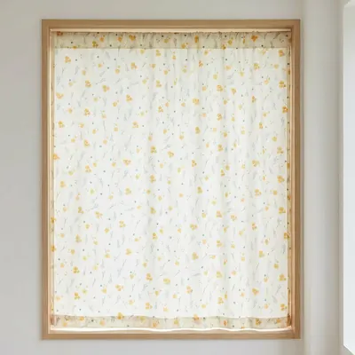 사라하우스 간편설치 다용도 공간 가리개 커튼, 옐로우플라워, 135x230