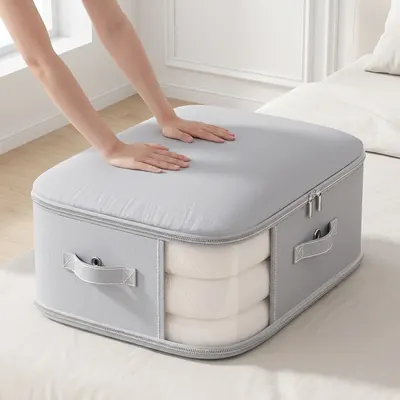 3단 이불 압축 파우치, 특대형, 베이지, 2개입, 1세트