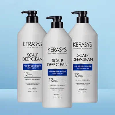 케라시스 두피 비듬케어 딥클린 쿨링 단백질 샴푸, 980ml, 3개