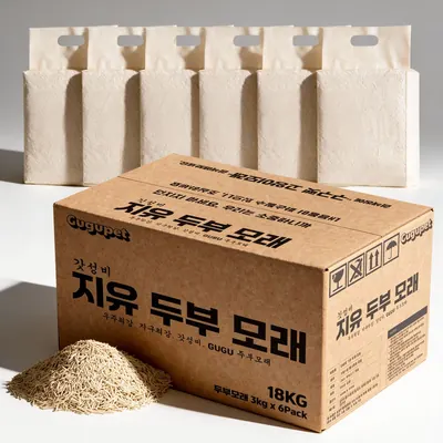 구구펫 두부 모래, 베이비파우더, 8L, 6개