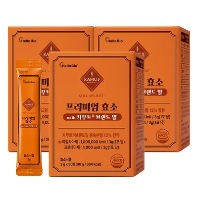 헬로바이오 프리미엄 효소 with 카무트 브랜드 밀, 3g, 30포, 3박스