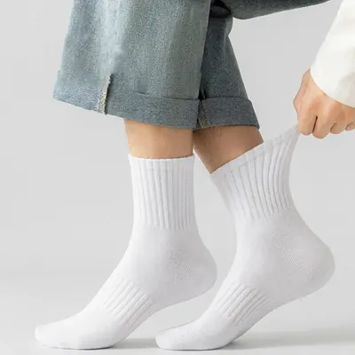 발이 편한 카바 밴딩 중목 양말, 화이트, 10켤레