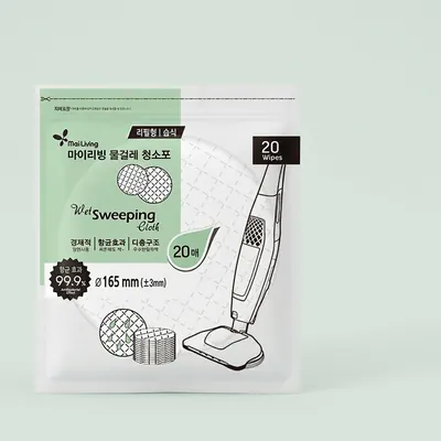 마이리빙 물걸레 원형 청소포, 3중구조, 16.5cm, 20매입, 5팩, 1개