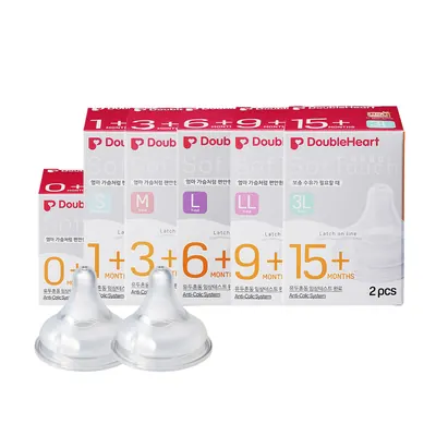 더블하트 모유실감 3세대 젖꼭지, 3L, 15개월-, 2개입, 1개
