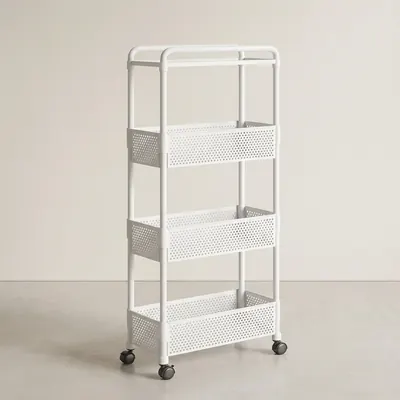 현데코 이동식 틈새 4단 수납장 트롤리 선반, 크림화이트, 40x13x92cm, 1개