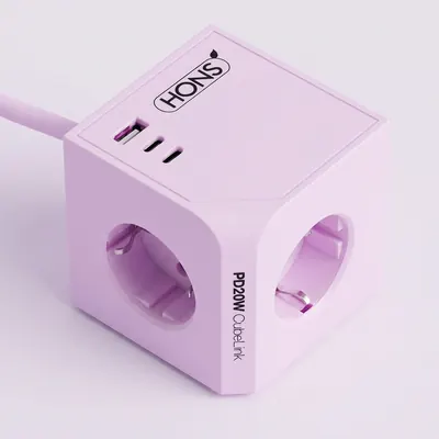혼스 큐브멀티탭, PD20W, 4000W, 2m, 퍼플, 1개
