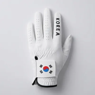 업셋 국가대표 태극기 스웨이드 기능성 골프장갑, 왼손 24호, 화이트, 4개