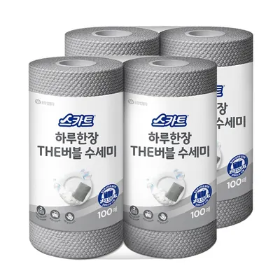 스카트 하루한장 THE버블 수세미, 그레이, 100매, 2입, 2팩