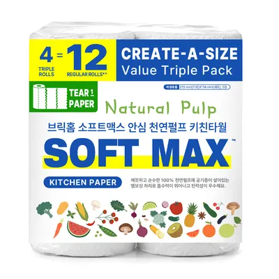 브릭홈 소프트맥스 안심 천연펄프 키친타올, 150입, 4개