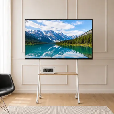 이동식 TV 스탠드 대형 이젤형 티비거치대 R6L, 화이트, 1개