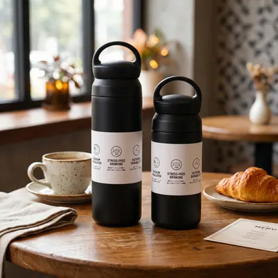 SUSUON 스텐 손잡이 텀블러, 블랙, 350ml, 1개
