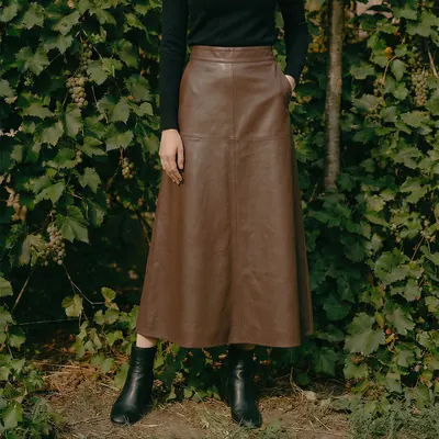 카시바디 FAUX 레더 A라인 스커트, 블랙, 55, 1장