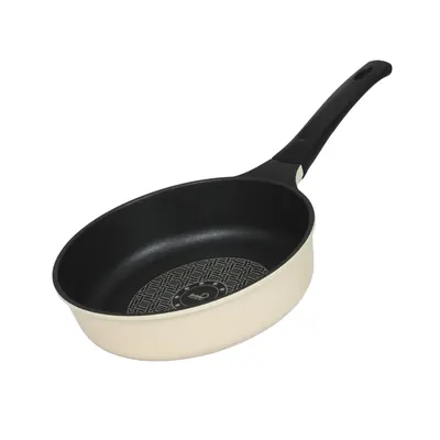 콕스타 아델라 IH 인덕션 겸용 티타늄 코팅 주물 깊은후라이팬, 내추럴, 24cm, 1개