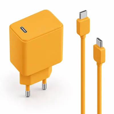 Nucle 팅글탱글 PD 20W 고속 충전기 + 60W C to C 초고속 케이블, 오렌지, 1m, 1세트