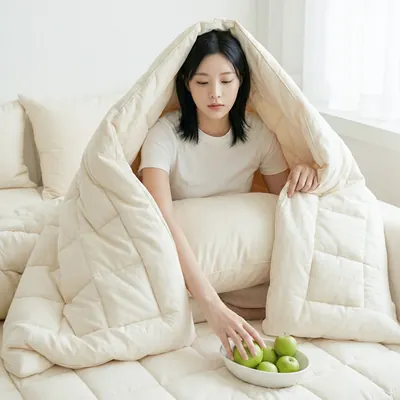 크린포유 쉼의온도 그래핀솜 기능성 사계절 침구 차렵이불 패드 세트, 크림화이트, 슈퍼싱글, 1세트