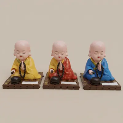 목탁치는 스님 3종 세트, 빨강노랑, 1개