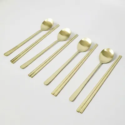 키친아트 금상첨화 티타늄 수저 세트, 금색, 4세트, 1개