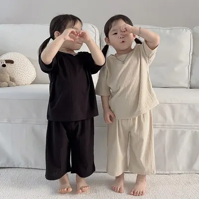 무지 플리츠 상하세트, 블랙, S