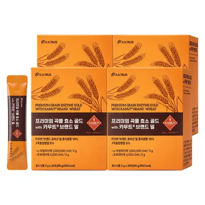 빌트루 프리미엄 카무트 곡물 효소 골드, 3g, 30포, 4박스