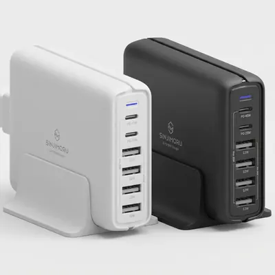 신지모루 90W 6포트 PPS 접지 초고속 멀티 C타입 USB PD 충전기 어댑터, 화이트, 1개