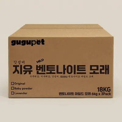 구구펫 마일드 벤토나이트 고양이모래, 무향, 응고형, 먼지없는, 6kg, 3개