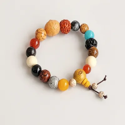 18주 108번뇌 소멸 씨앗 손목 염주 팔찌 불교박람회 굿즈, 연꽃, 16.5cm, 1개