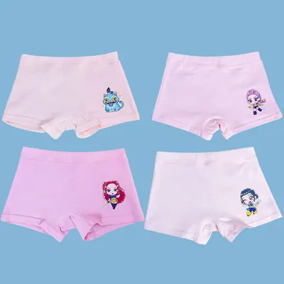 와이비비 여아 드로즈 케이팝 데몬헌터스 사각 팬티 4종 세트, 드로잉, 150cm
