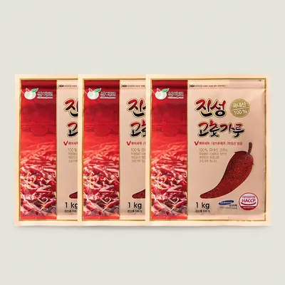 진성 고춧가루, 보통맛, 1kg, 3개
