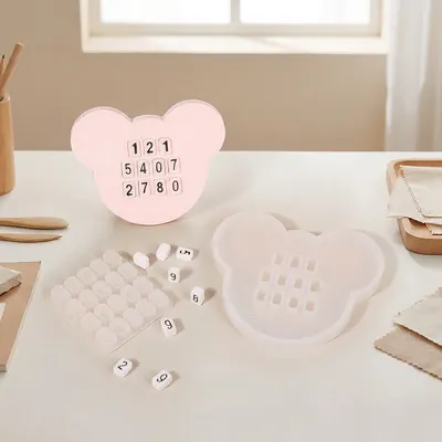 3D몰드 디자인 실리콘몰드 레진아트 석고 방향제 차량 주차 번호판 곰돌이, 곰돌이 번호판_타원